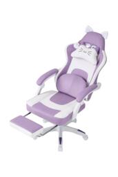 Living and Home Gaming Chair with Footrest & Massage Lumbar Cushion in Purple - thumbnail 4