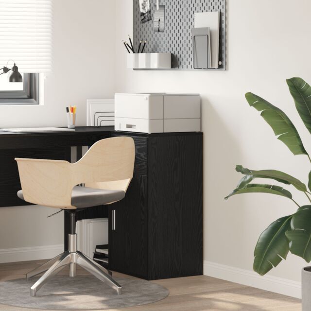 Berkfield Home Black Oak Storage Cabinet Black Oak MDF with Black Oak Veneer - image 1