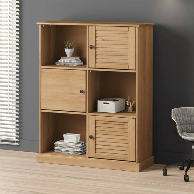 Berkfield Home Bookcase VIGO 90x35x114.5 cm Solid Wood Pine in Brown - image 1