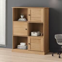 Berkfield Home Bookcase VIGO 90x35x114.5 cm Solid Wood Pine in Brown - thumbnail 1