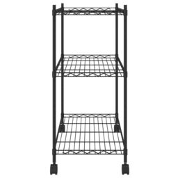 Berkfield Home 3-Tier Storage Rack with Wheels 60x35x81 cm Black 150 kg - Size: 60 x 35 x 81 cm - thumbnail 4