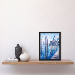 "Artery8 Venice St Mark's Basilica Watercolour Blue Framed Art Print - Size: W12"" x H16""" - thumbnail 4