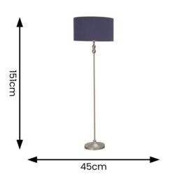 ValueLights Maggie Brushed Chrome Silver Floor Lamp with Fabric Lamp Shade in Navy - thumbnail 6