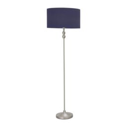 ValueLights Maggie Brushed Chrome Silver Floor Lamp with Fabric Lamp Shade in Navy - thumbnail 2