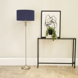 ValueLights Maggie Brushed Chrome Silver Floor Lamp with Fabric Lamp Shade in Navy - thumbnail 3