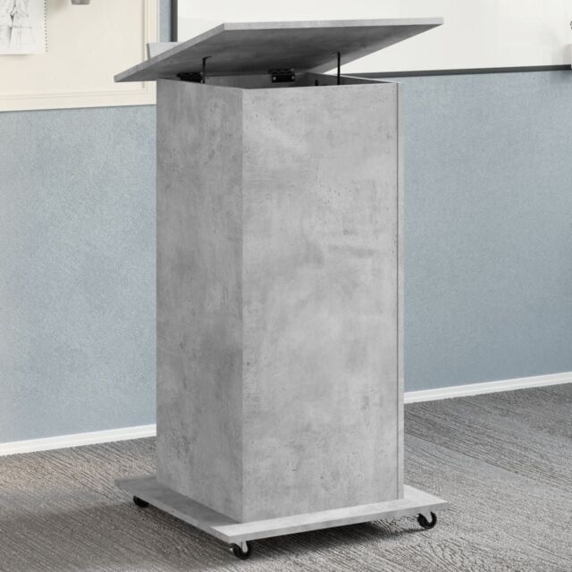 Berkfield Home Lectern with Wheels & Drawer Concrete Grey 55x55x107 cm Engineered Wood - Size: 55 x 55 x 107 cm - image 1