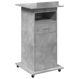 Berkfield Home Lectern with Wheels & Drawer Concrete Grey 55x55x107 cm Engineered Wood - Size: 55 x 55 x 107 cm - thumbnail 2