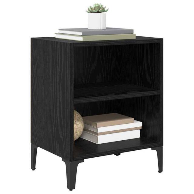 Berkfield Home Modern Bedside Cabinet Black Oak 40x30x50 cm Engineered Wood - Size: 40 x 30 x 50 cm - image 1