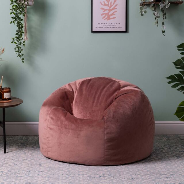 icon Kingston Classic Velvet Bean Bag Chair Ochre Yellow Bean Bags in Light Pink - image 1