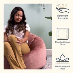 icon Kingston Classic Velvet Bean Bag Chair Ochre Yellow Bean Bags in Light Pink - thumbnail 2
