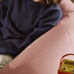 icon Kingston Classic Velvet Bean Bag, Charcoal Grey in Light Pink - thumbnail 8