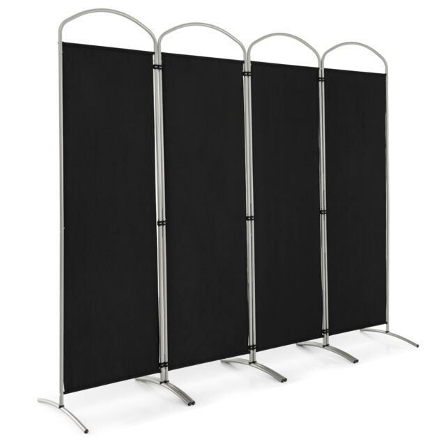 Costway 4 Panel Room Divider 188cm Folding Privacy Screen Portable Freestanding Divider in Black - image 1