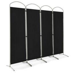 Costway 4 Panel Room Divider 188cm Folding Privacy Screen Portable Freestanding Divider in Black