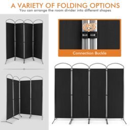Costway 4 Panel Room Divider 188cm Folding Privacy Screen Portable Freestanding Divider in Black - thumbnail 4