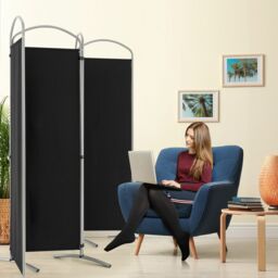 Costway 4 Panel Room Divider 188cm Folding Privacy Screen Portable Freestanding Divider in Black - thumbnail 3