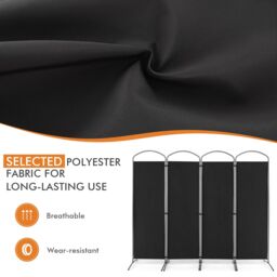 Costway 4 Panel Room Divider 188cm Folding Privacy Screen Portable Freestanding Divider in Black - thumbnail 5