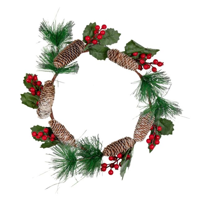 Samuel Alexander 40cm Hanging Christmas Wreath with Red Berries & Pinecones - image 1