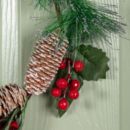 Samuel Alexander 40cm Hanging Christmas Wreath with Red Berries & Pinecones - thumbnail 5