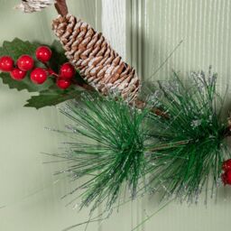 Samuel Alexander 40cm Hanging Christmas Wreath with Red Berries & Pinecones - thumbnail 6