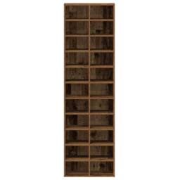 Berkfield Home Shoe Cabinet Old Wood 54x34x183 cm Engineered Wood in Brown - Size: 54 x 34 x 183 cm - thumbnail 5