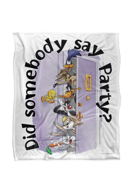 Warner Brothers Looney Tunes Friends Party Silky Touch Super Soft Throw Blanket in White - image 1