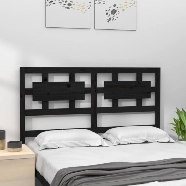Berkfield Home Beautiful Bed Headboard Black 205.5x4x100 cm Solid Wood Pine - image 1