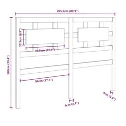 Berkfield Home Beautiful Bed Headboard Black 205.5x4x100 cm Solid Wood Pine - thumbnail 6