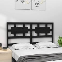 Berkfield Home Beautiful Bed Headboard Black 205.5x4x100 cm Solid Wood Pine - thumbnail 1