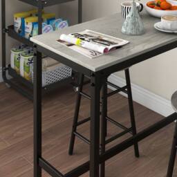 STILVORA Bar Table Set with 2 Stools Grey - thumbnail 9