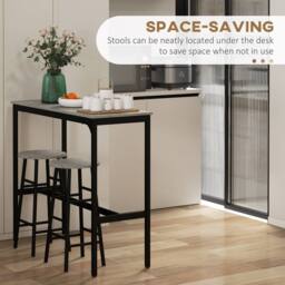 STILVORA Bar Table Set with 2 Stools Grey - thumbnail 7