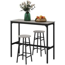 STILVORA Bar Table Set with 2 Stools Grey - thumbnail 5