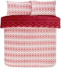 Smart Living Fairisle Flannel Fleece Reversible Duvet Cover with Pillowcases in Red - Size: King - thumbnail 2