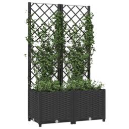 Berkfield Home Beautiful Garden Planter with Trellis Black 80x40x136 cm PP - Size: 80 x 40 x 136 cm - thumbnail 1