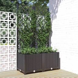 Berkfield Home Beautiful Garden Planter with Trellis Black 80x40x136 cm PP - Size: 80 x 40 x 136 cm - thumbnail 2