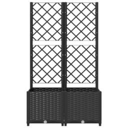 Berkfield Home Beautiful Garden Planter with Trellis Black 80x40x136 cm PP - Size: 80 x 40 x 136 cm - thumbnail 4