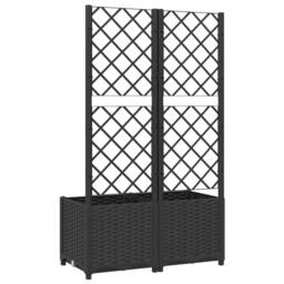 Berkfield Home Beautiful Garden Planter with Trellis Black 80x40x136 cm PP - Size: 80 x 40 x 136 cm - thumbnail 6