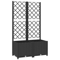 Berkfield Home Beautiful Garden Planter with Trellis Black 80x40x136 cm PP - Size: 80 x 40 x 136 cm - thumbnail 3