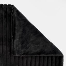 OHS Ribbed Faux Fur Throw Super Soft Fluffy Thick Fleece Bed Blanket in Black - Size: 150 cm × 200 cm - thumbnail 4