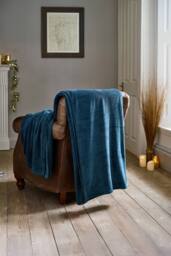 "Deyongs ""The Big One"" Ultra-Soft Large Plush Throw - 230x270cm Oversized Fleece Blanket in Mid Blue - Size: 230 cm x 270 cm" - thumbnail 1