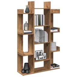 Berkfield Home Book Cabinet Artisan Oak 86x25.5x140 cm Engineered Wood in Brown - thumbnail 1