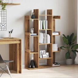 Berkfield Home Book Cabinet Artisan Oak 86x25.5x140 cm Engineered Wood in Brown - thumbnail 3