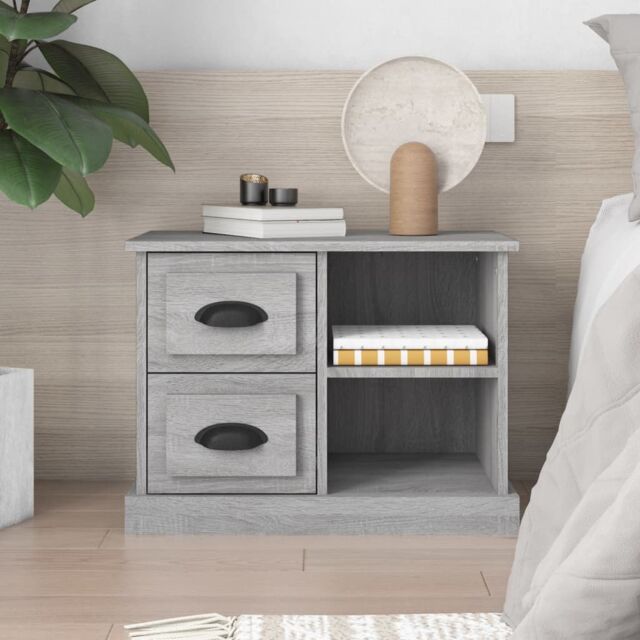Berkfield Home Bedside Cabinet Grey Sonoma 60x35.5x45 cm - image 1