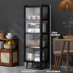ERGOVEXA Bamboo Storage Cabinet For Kitchen Shelving Cupboard 5 Layers in Black - thumbnail 2