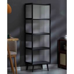 ERGOVEXA Bamboo Storage Cabinet For Kitchen Shelving Cupboard 5 Layers in Black - thumbnail 1