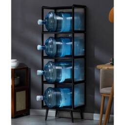 ERGOVEXA Bamboo Storage Cabinet For Kitchen Shelving Cupboard 5 Layers in Black - thumbnail 3