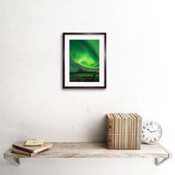 "Artery8 Wall Art Print Northern Lights Lofoten Islands Norway Art Black Framed 9x7 inch in Brown - Size: W7"" x H9""" - thumbnail 2