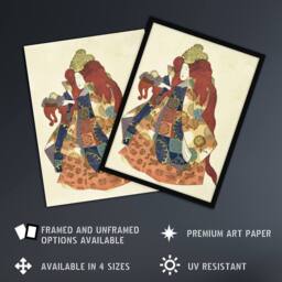 "Artery8 Sea God Riujin Japanese Kabuki Actor Kuniyoshi Wall Art Poster Print in Brown - Size: W12"" x H16""" - thumbnail 2