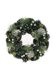 KDMD Green & Silver Glitter Pine Cone Wreath 30cm - thumbnail 2