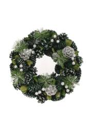 KDMD Green & Silver Glitter Pine Cone Wreath 30cm - thumbnail 7