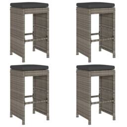 Berkfield Home Garden Bar Stools with Cushions 4 pcs Grey Poly Rattan